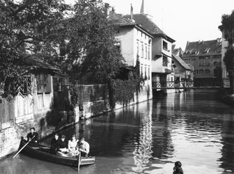 Boating on the River Gera at Erfurt, Thuringia